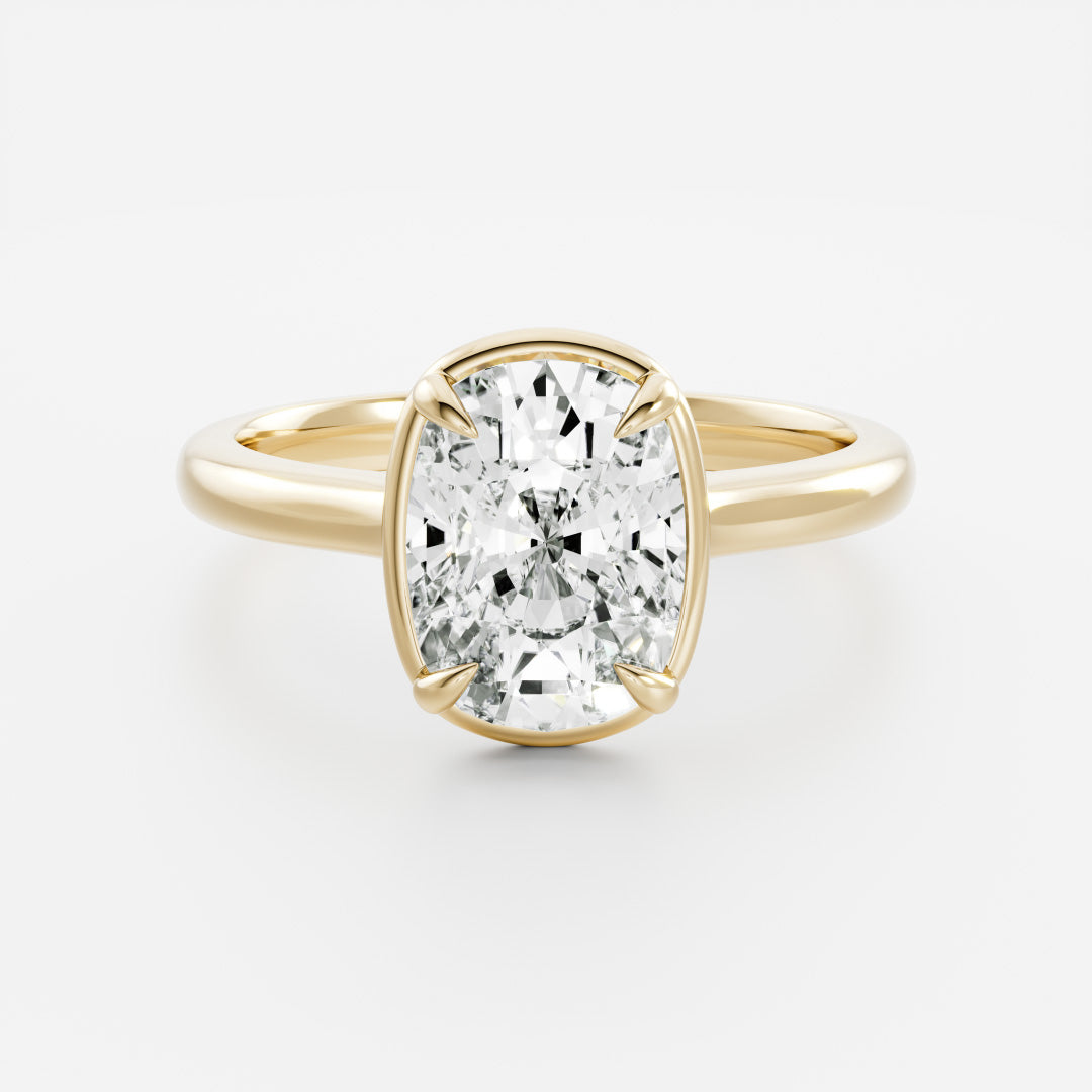 The Ophelia Ring - Elongated Cushion Cathedral Georgian Solitaire