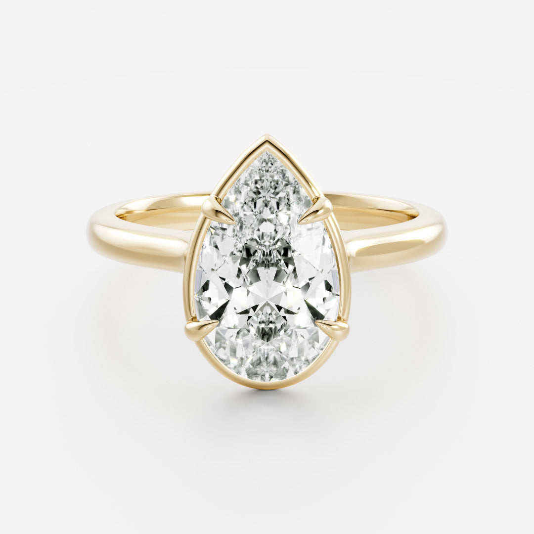 The Sophia Ring - Pear Cathedral Georgian Solitaire