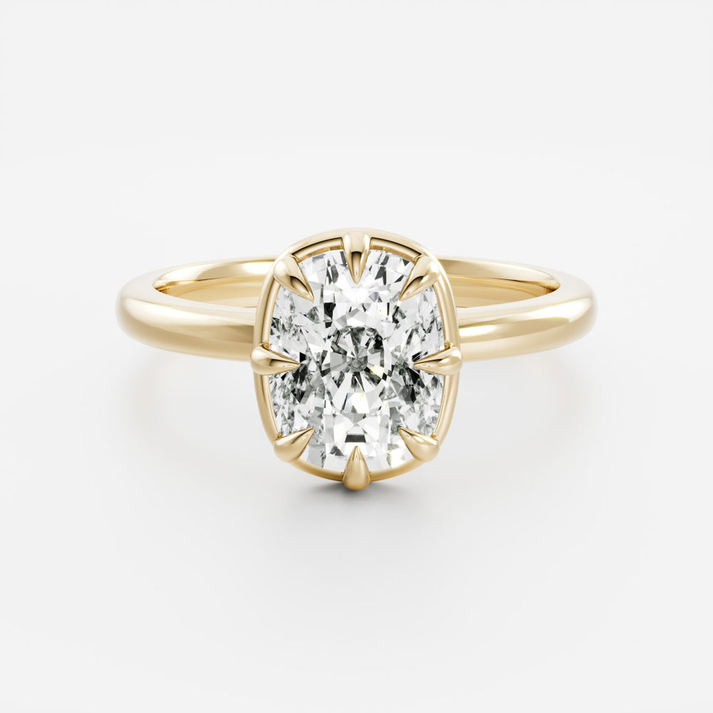 The Ophelia Ring - Elongated Cushion Georgian Solitaire