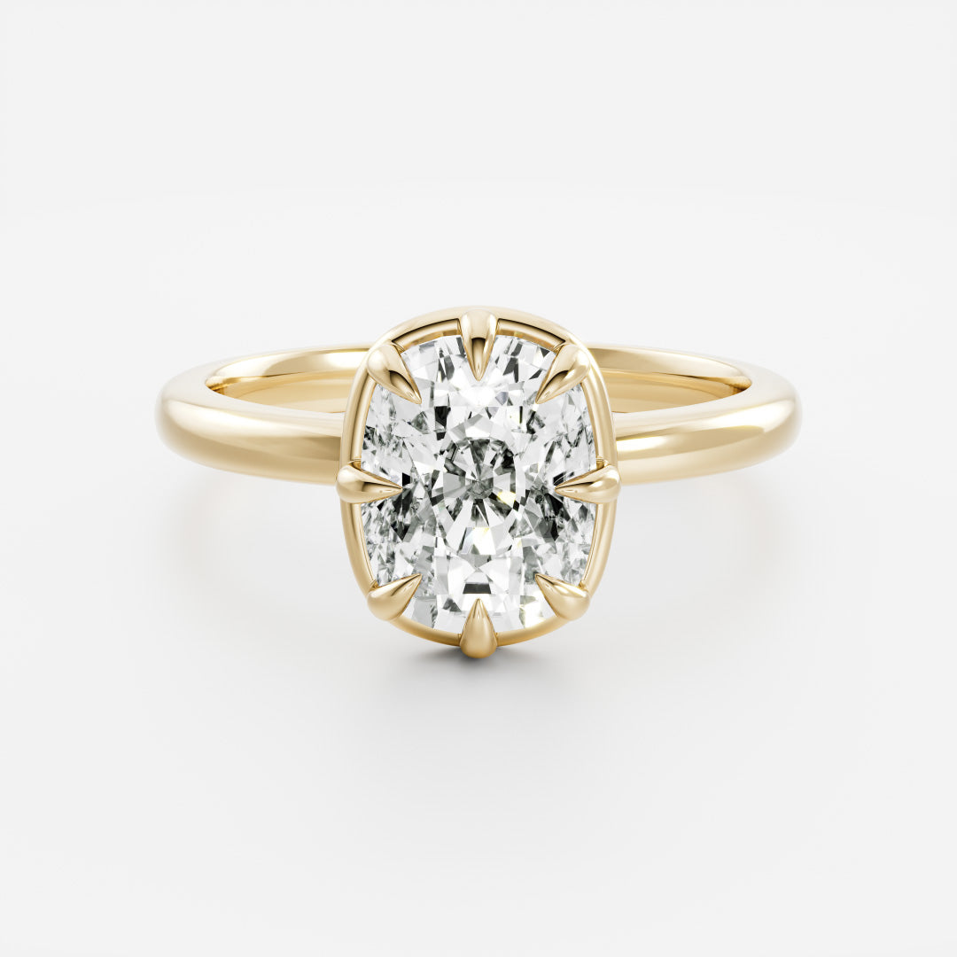 The Ophelia Ring - Elongated Cushion Georgian Solitaire