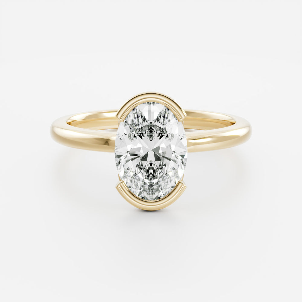 The Luise Ring - Oval Half Bezel Solitaire