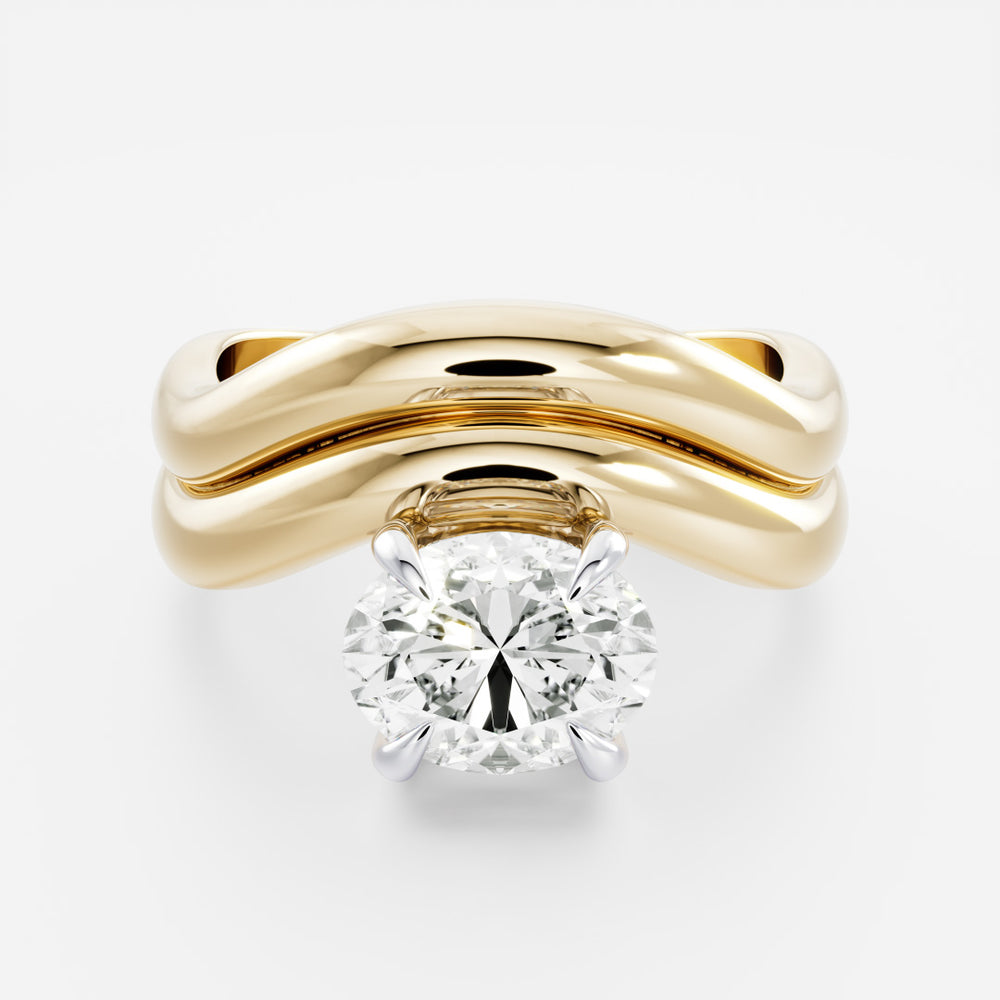 
                      
                        The Azariah Ring - Oval Solitaire with Double Curved Band
                      
                    
