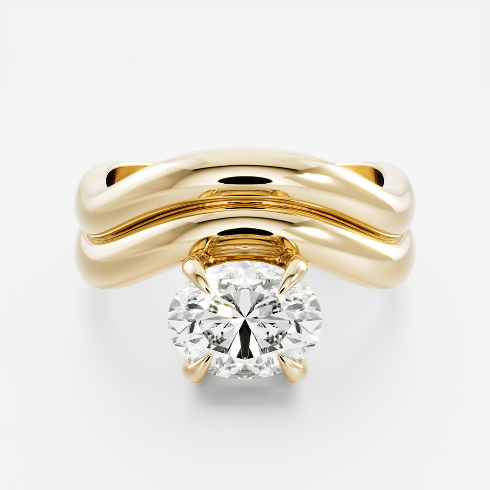 
                      
                        The Azariah Ring - Oval Solitaire with Double Curved Band
                      
                    