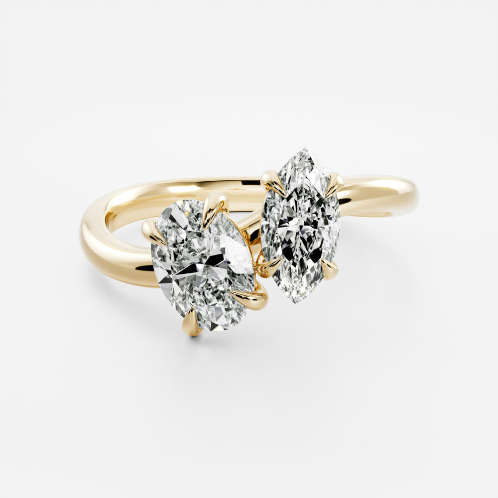 The Athaliah Ring - Oval and Marquise Curved Toi et Moi