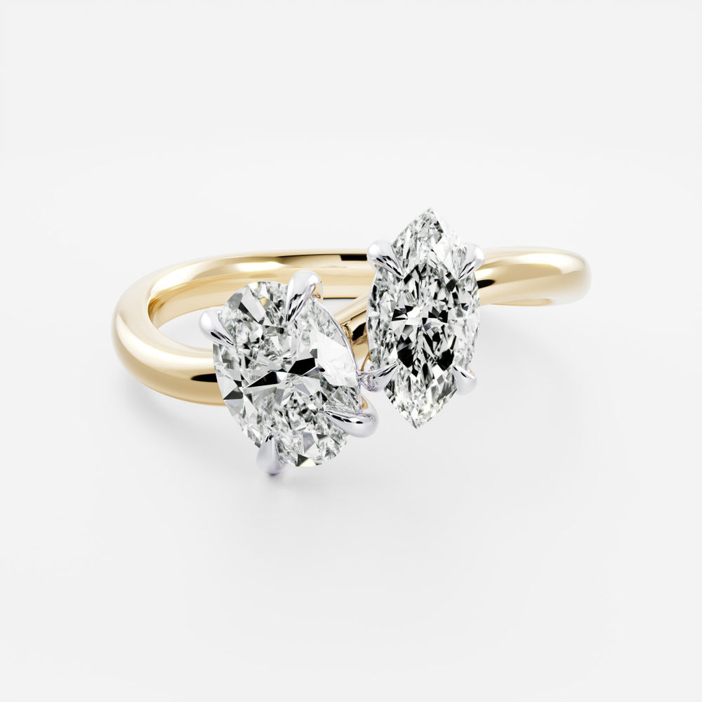 
                      
                        The Athaliah Ring - Oval and Marquise Curved Toi et Moi
                      
                    