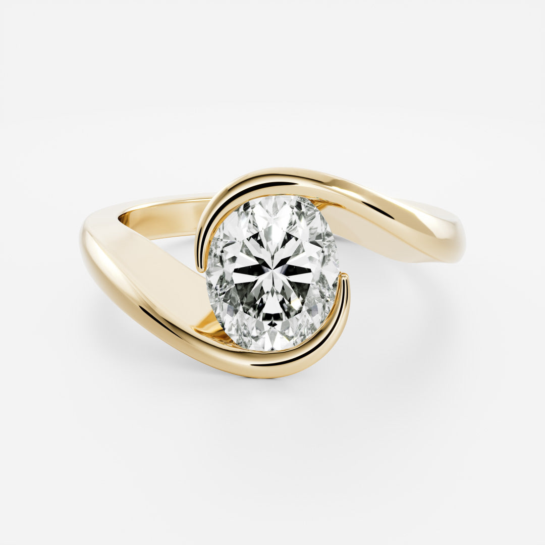 The Sorelle Ring - Suspended Oval Solitaire Wrap Ring