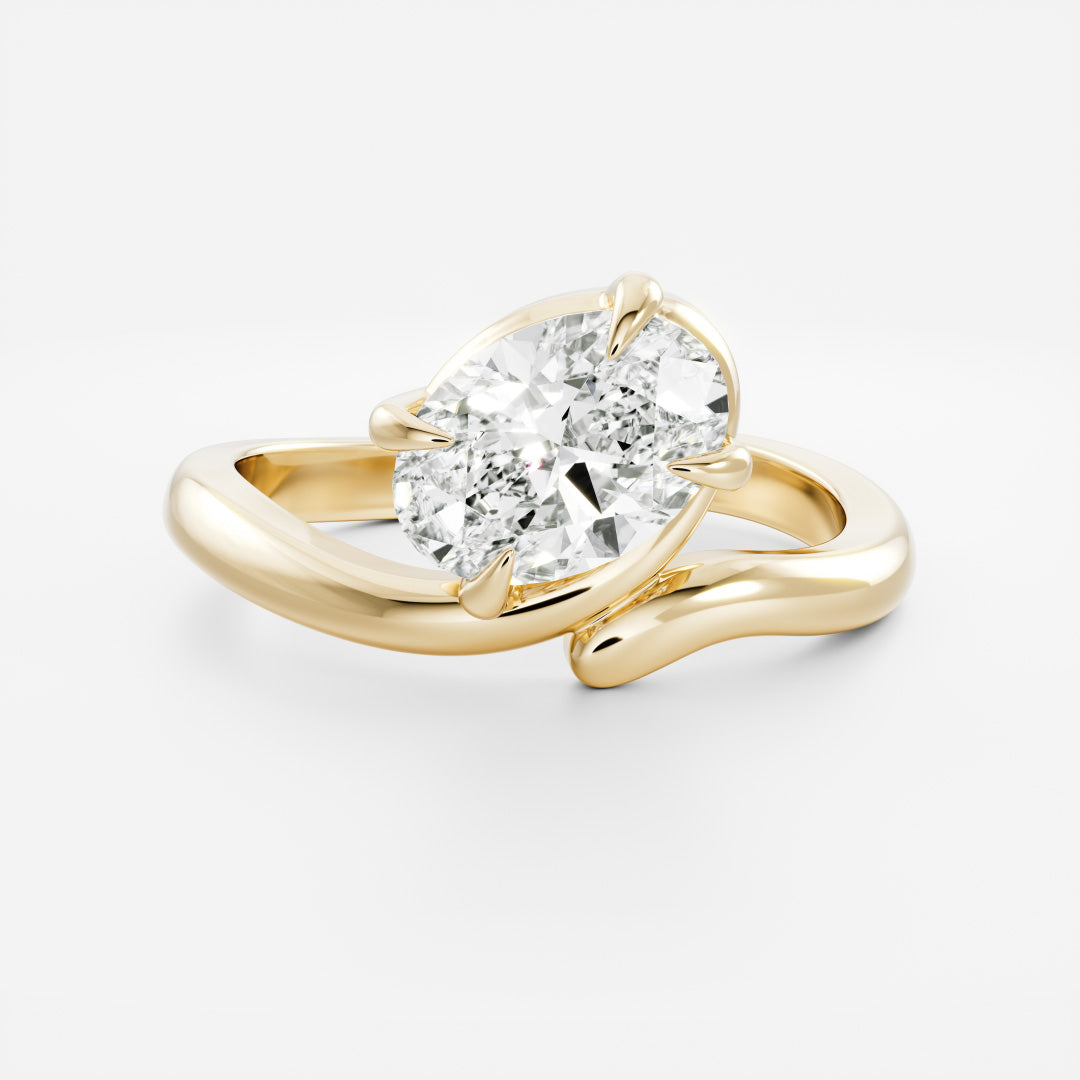 The Thérèse Ring - Floating Oval Solitaire with Twisted Band