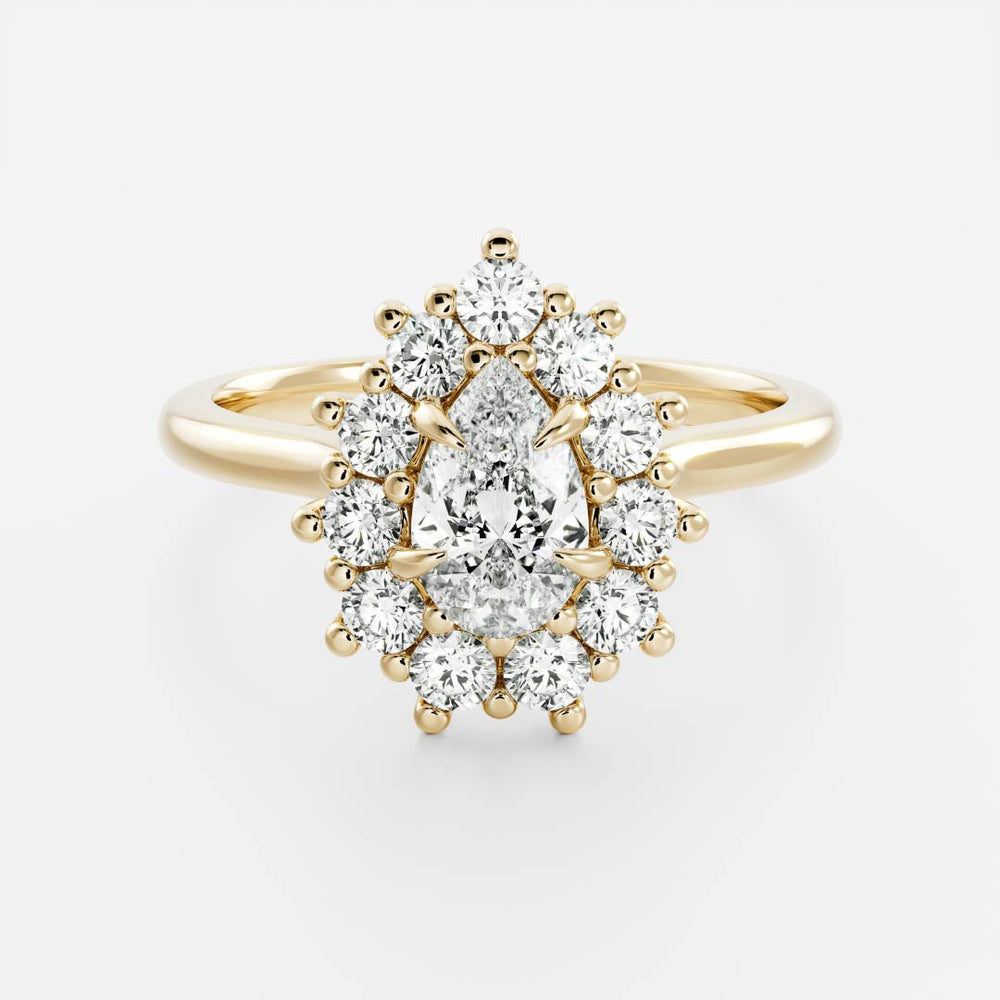 The Eloise Ring - 0.72ct Lab Grown Diamond Pear Antique Halo