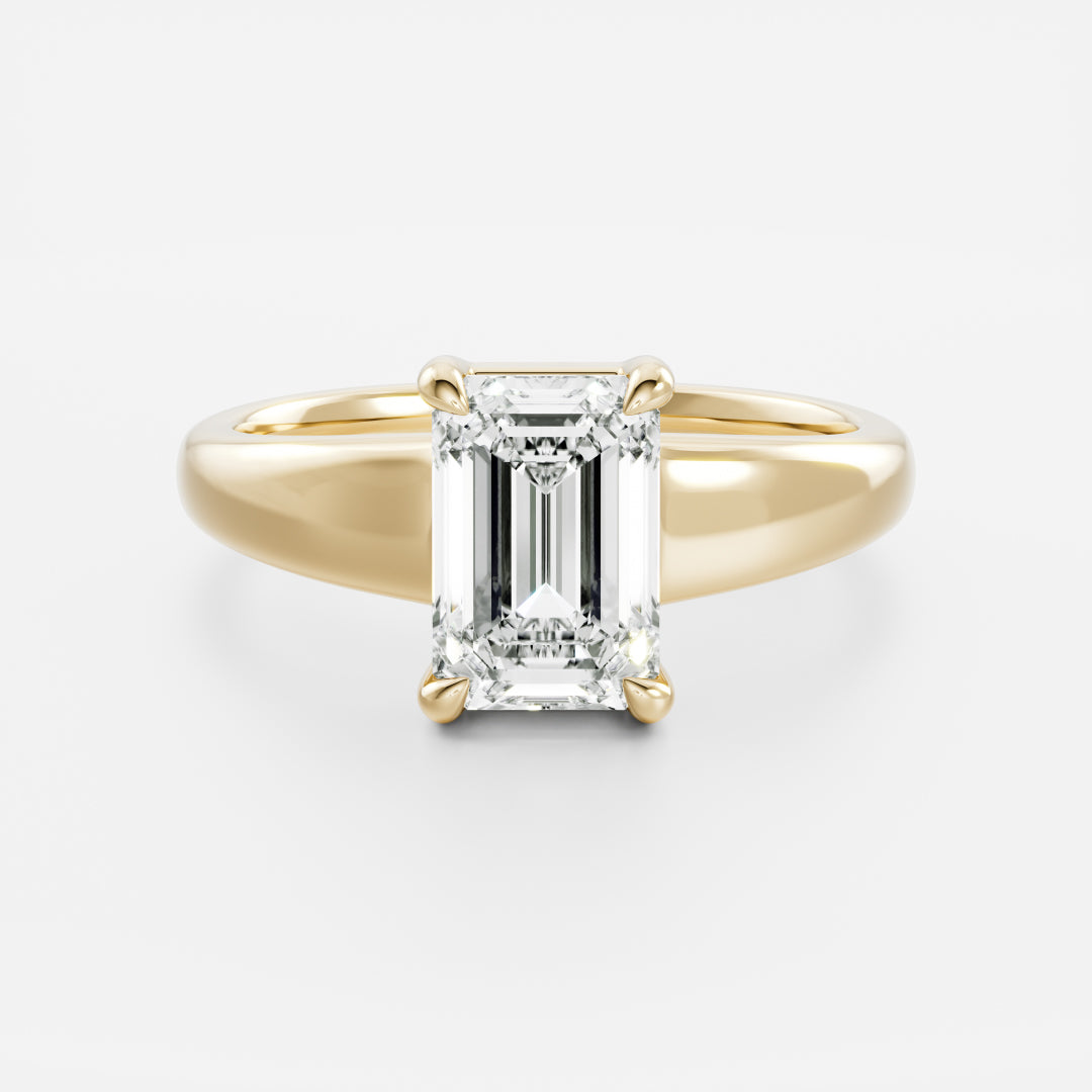 The Alba Ring - Emerald Reverse Taper Solitaire
