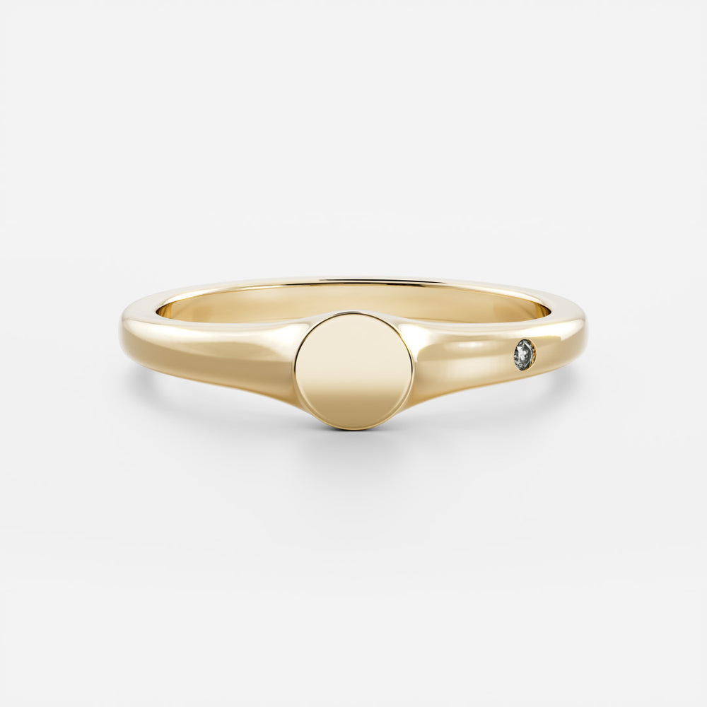 
                      
                        Signature Petite Round Signet Ring
                      
                    