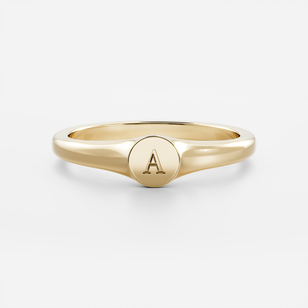 
                      
                        Signature Petite Round Signet Ring
                      
                    
