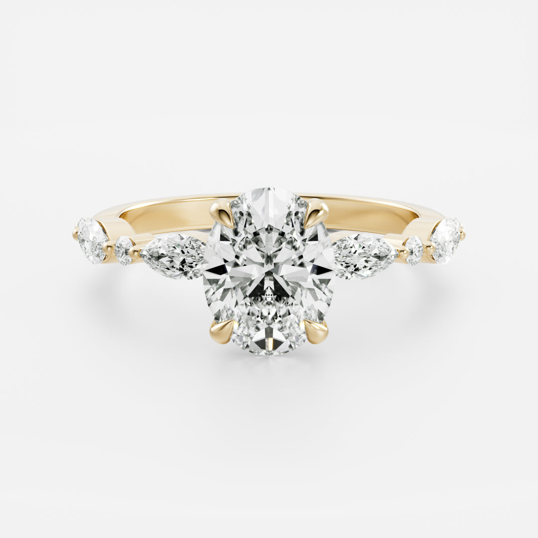 The Avery Ring - Oval With Marquise and Round Brilliant Band