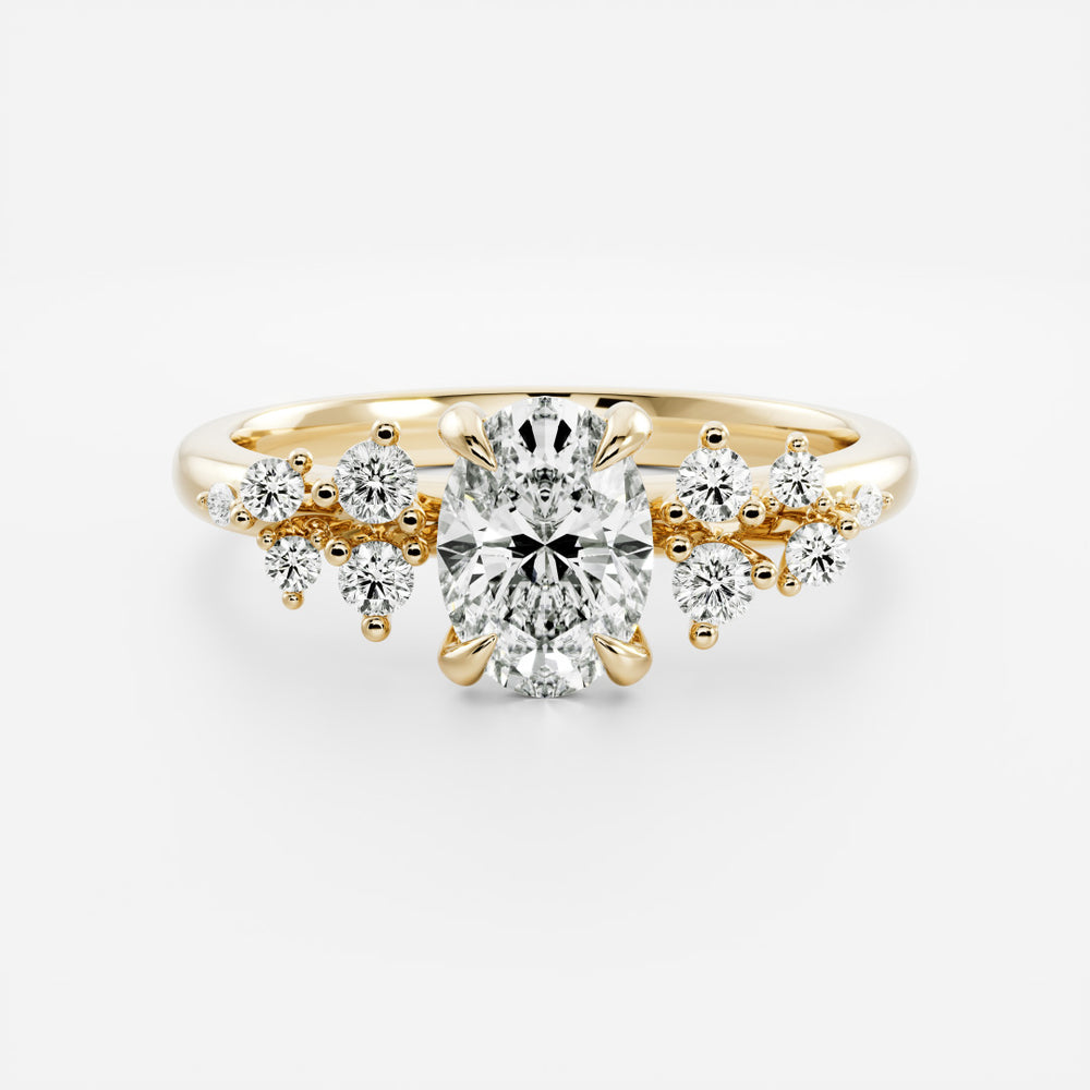 The Aurora Ring - Oval with Round Brilliant Accents