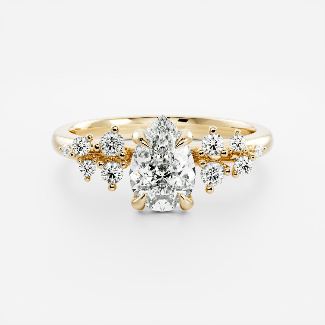 The Aurora Ring - Pear with Round Brilliant Accents