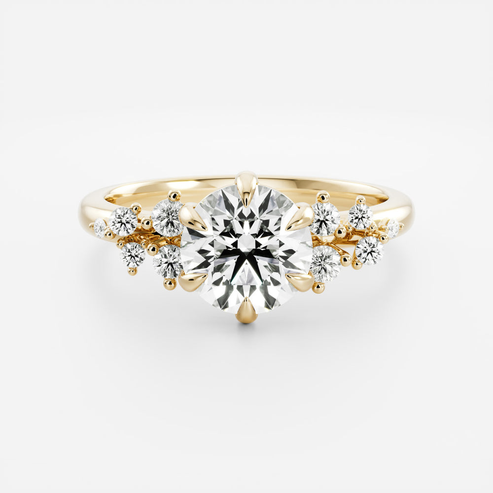 The Aurora Ring - Round with Round Brilliant Accents