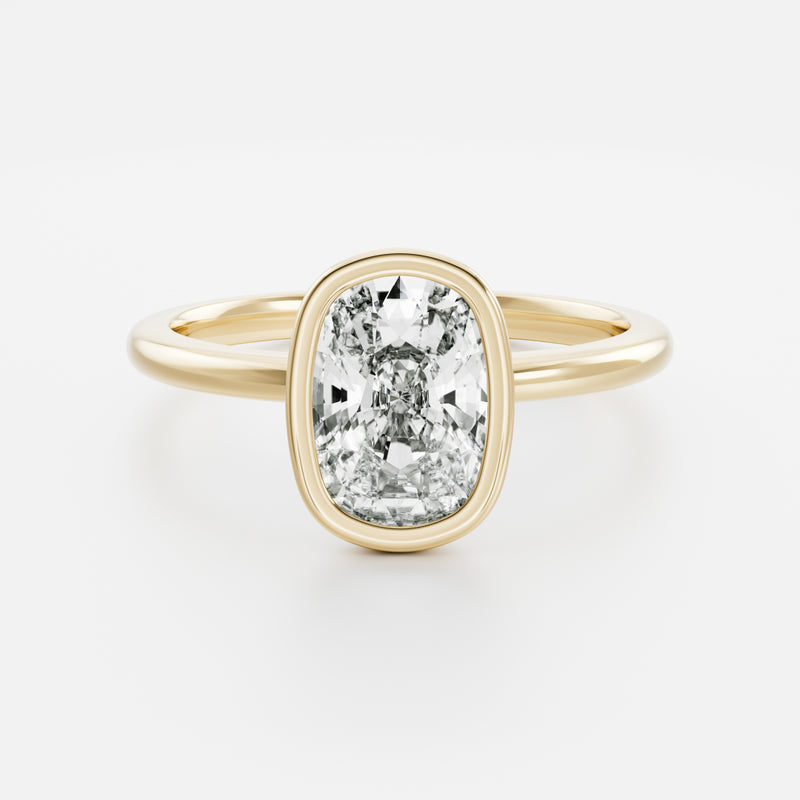 The Ophelia Ring - Elongated Cushion Bezel Solitaire