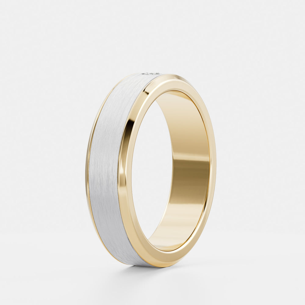 
                      
                        The Adonis Ring - Round Brilliant Inlay Brushed Men's Ceremonial Band
                      
                    