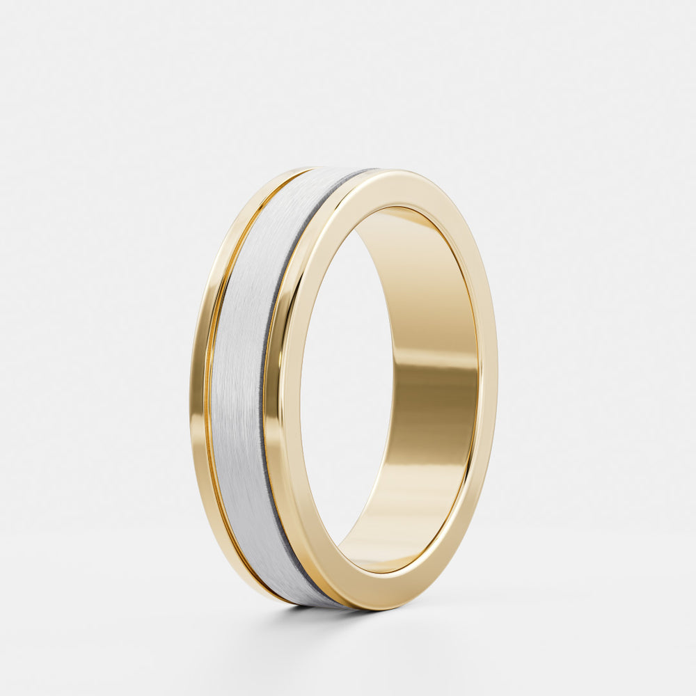 
                      
                        The Hugo Ring - Brushed Dual Grooved Men's Ceremonial Band
                      
                    
