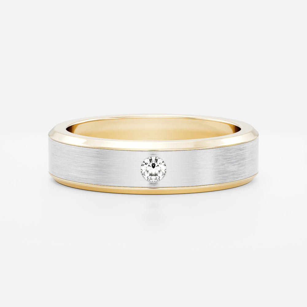
                      
                        The Adonis Ring - Round Brilliant Inlay Brushed Men's Ceremonial Band
                      
                    