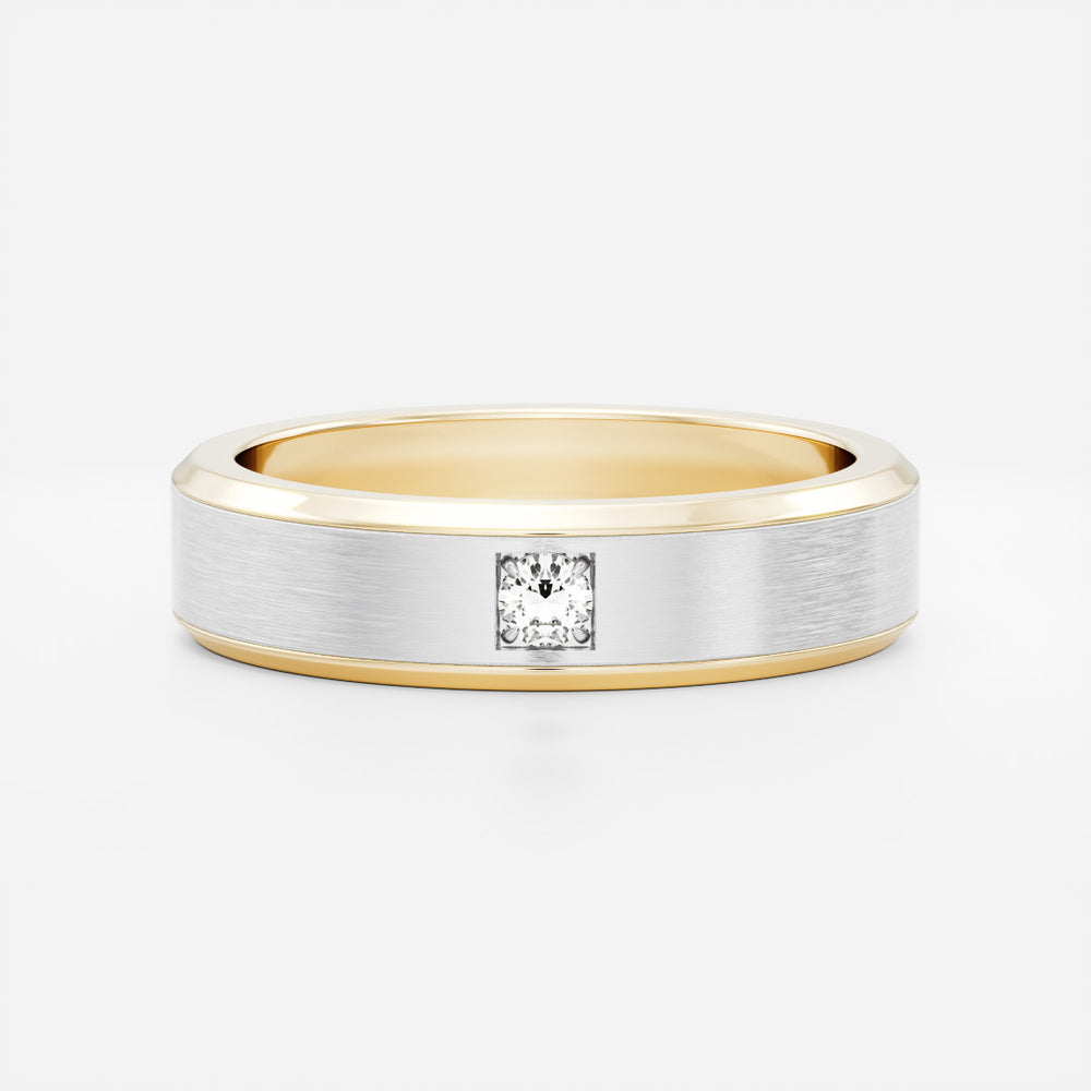 
                      
                        The Adonis Ring - Round Brilliant Inlay Brushed Men's Ceremonial Band
                      
                    