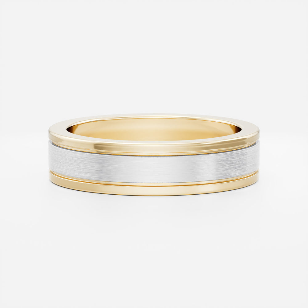 
                      
                        The Hugo Ring - Brushed Dual Grooved Men's Ceremonial Band
                      
                    