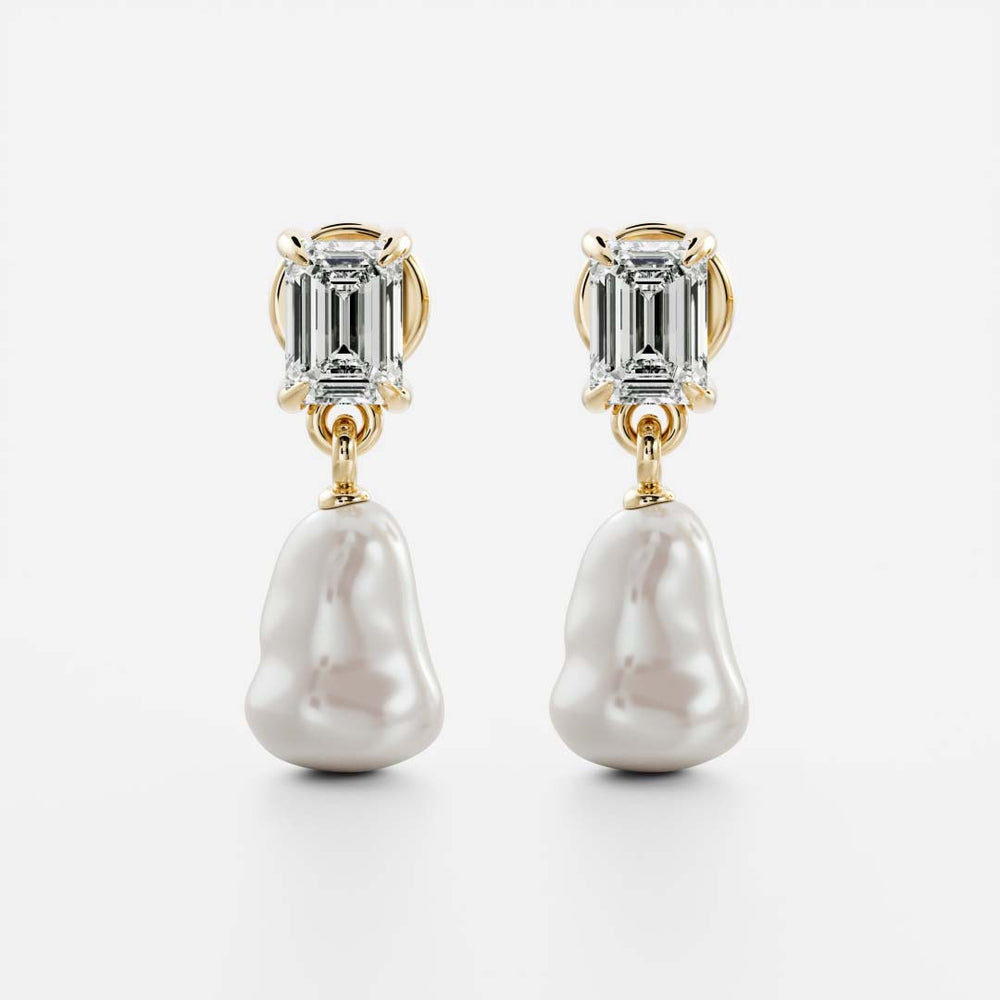 The Angelina Earrings - Keshi Pearl Emerald Drop Earrings