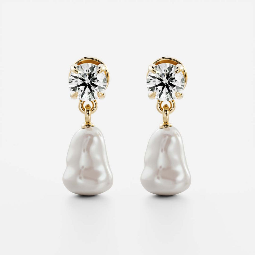 The Angelina Earrings - Keshi Pearl Round Drop Earrings