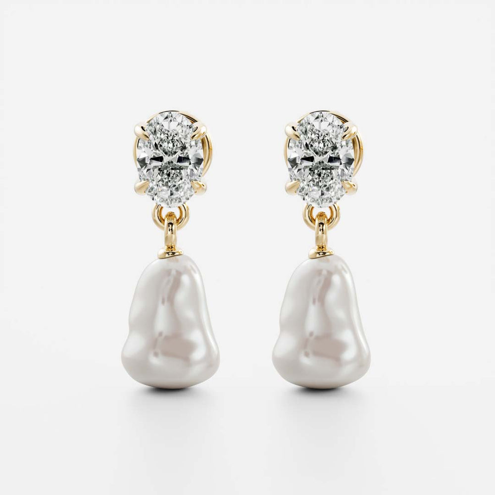 The Angelina Earrings - Keshi Pearl Oval Drop Earrings