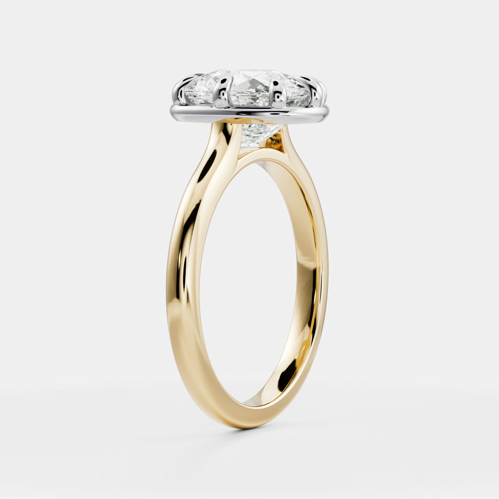 
                      
                        The Ophelia Ring - Elongated Cushion Cathedral Georgian Solitaire
                      
                    