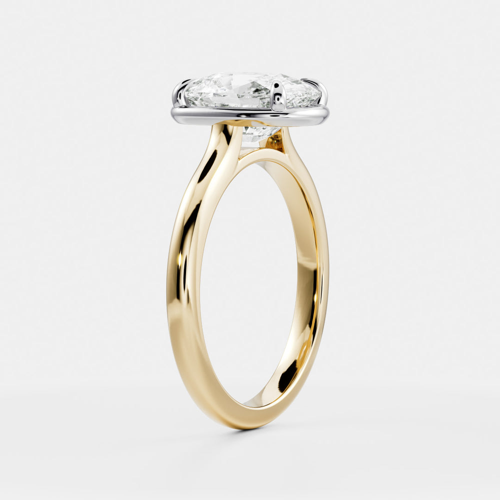 
                      
                        The Ophelia Ring - Elongated Cushion Cathedral Georgian Solitaire
                      
                    