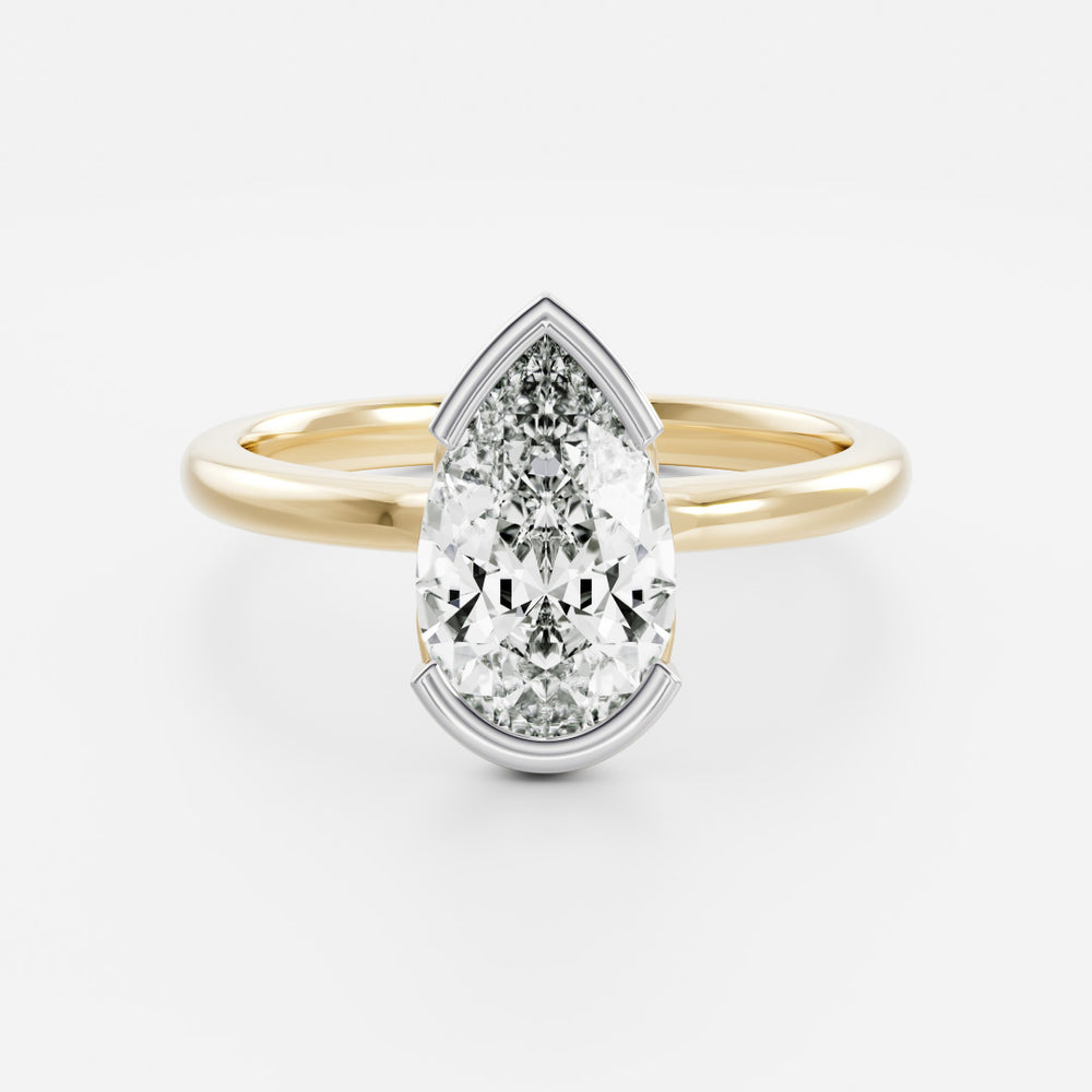 
                      
                        The Sophia Ring - Pear Half Bezel Solitaire
                      
                    