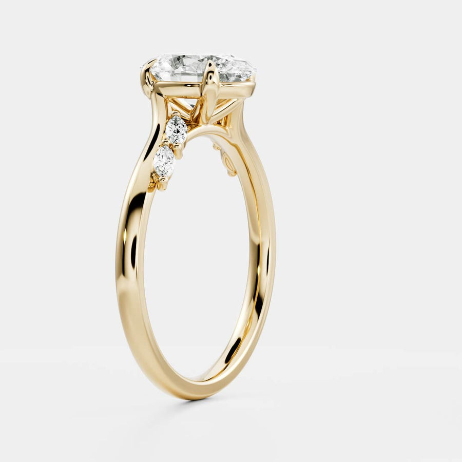 The Amira Ring™ - 1.50ct Lab Diamond Oval with Marquise Accents