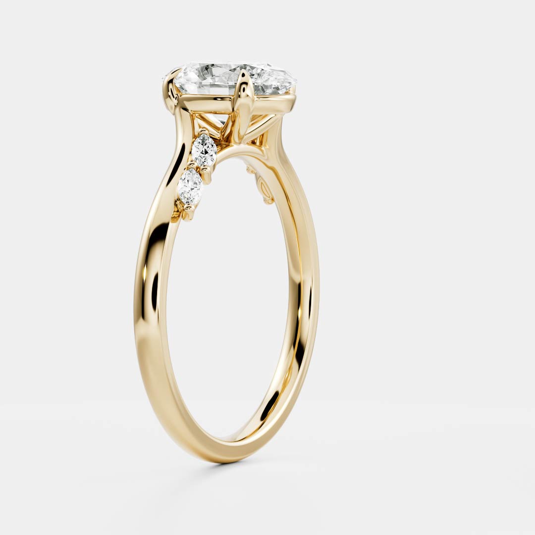 The Amira Ring - 1.5ct Moissanite Oval with Marquise Accents