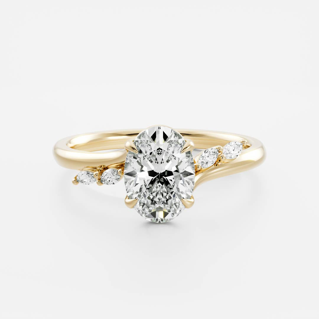 The Amira Ring - 1.0ct Moissanite Oval with Marquise Accents