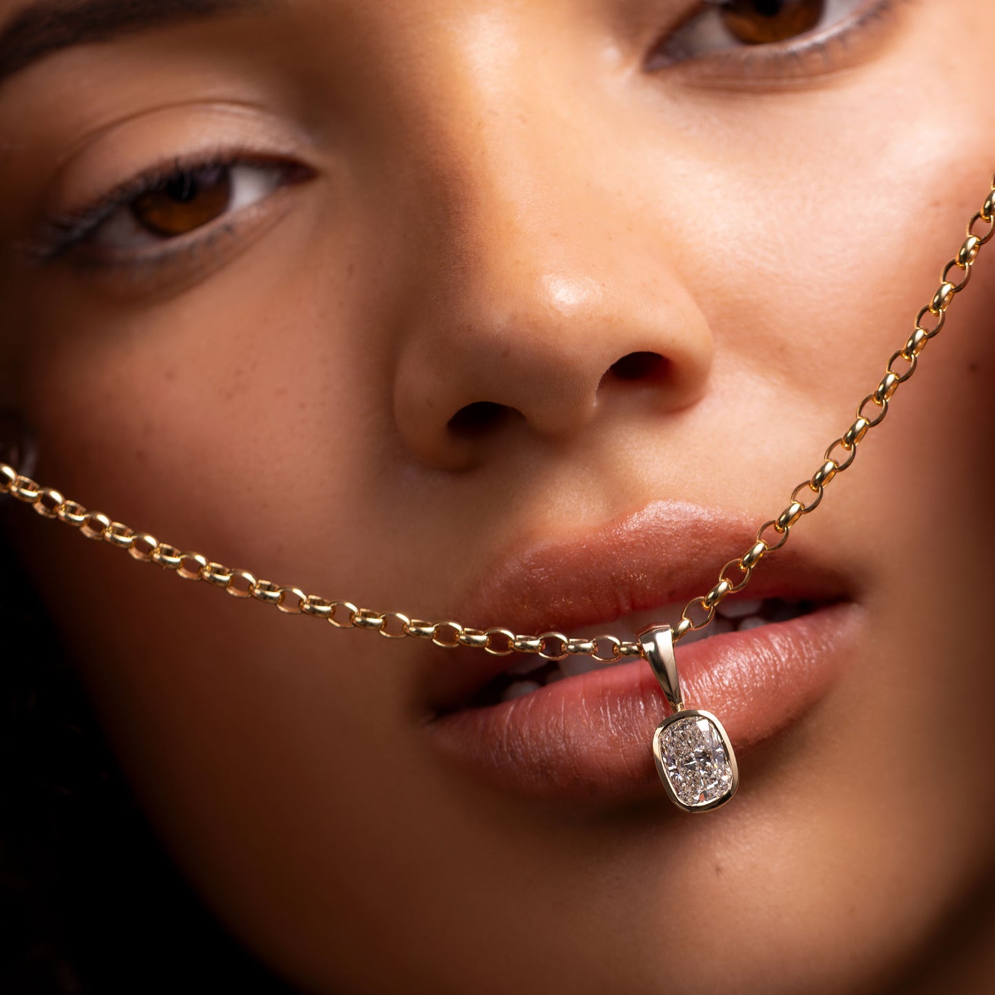 The Henley Elongated Cushion Bezel Pendant