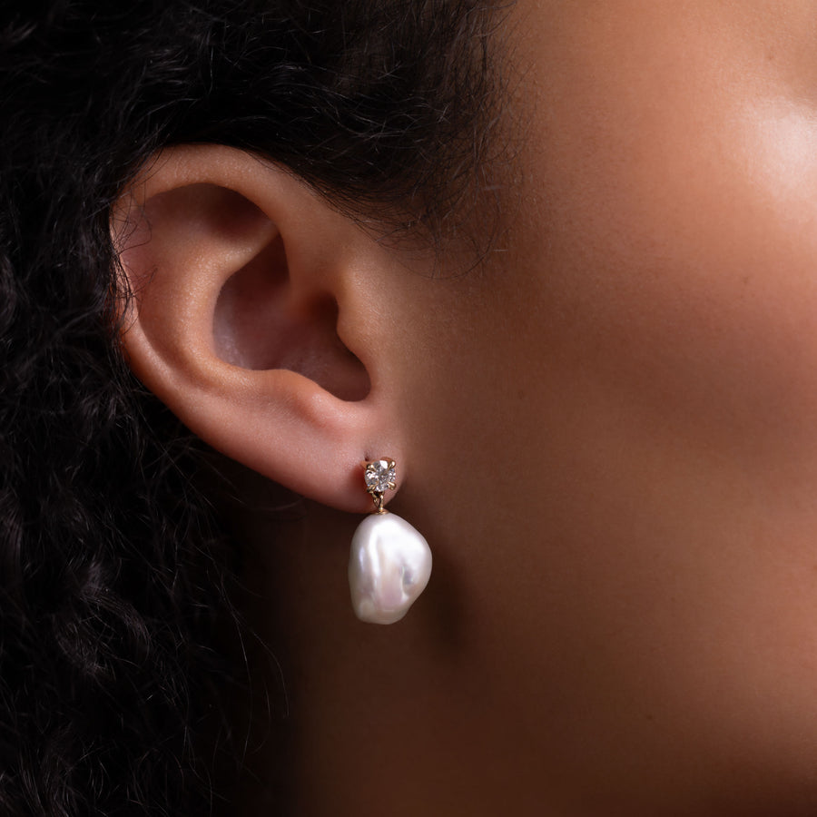The Angelina Earrings - Keshi Pearl Round Drop Earrings