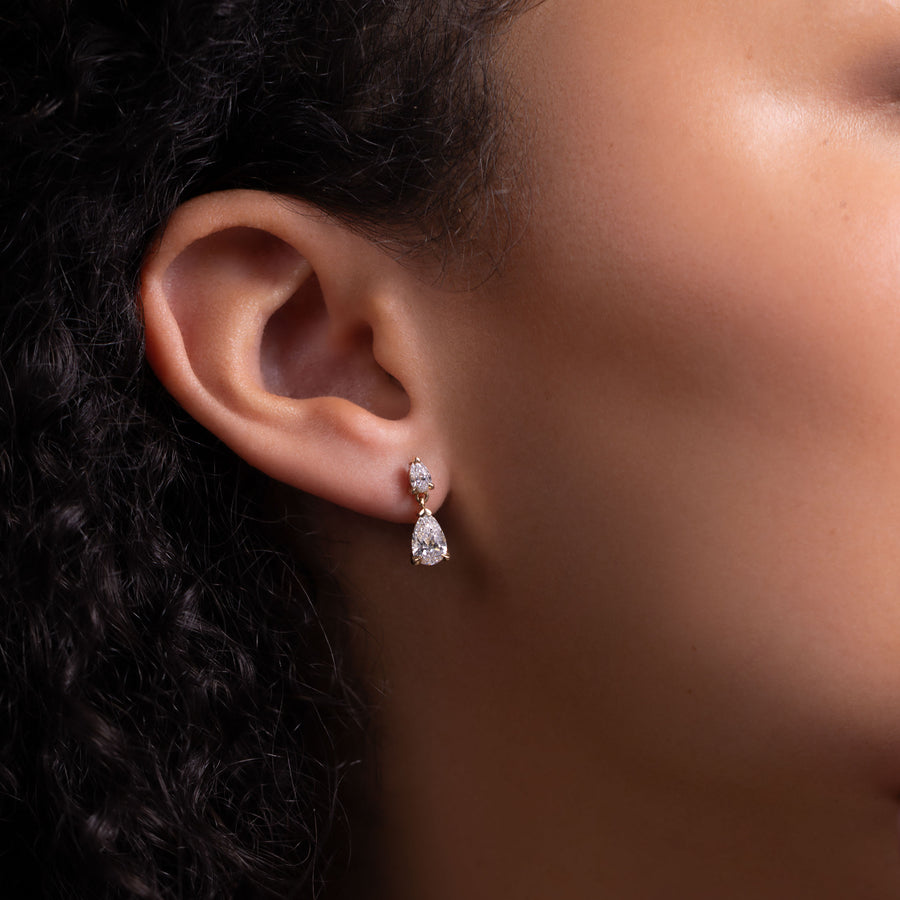 The Arietta Earrings - Pear Double Drop Earrings