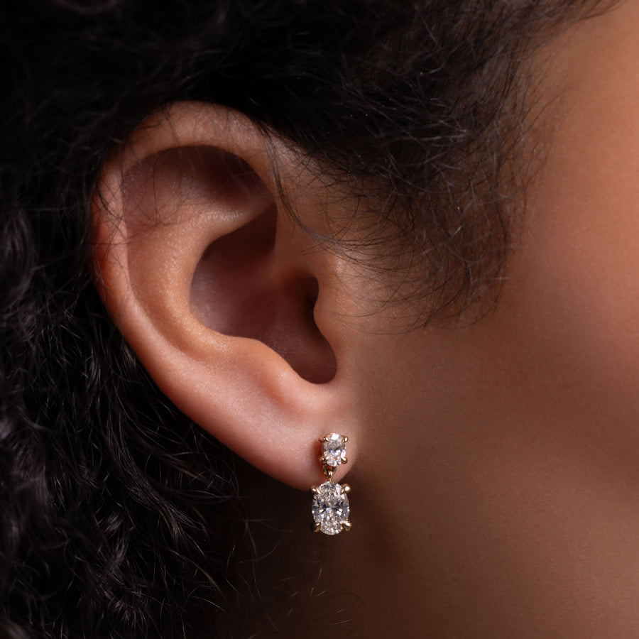 The Arietta Earrings - Oval Double Drop Earrings