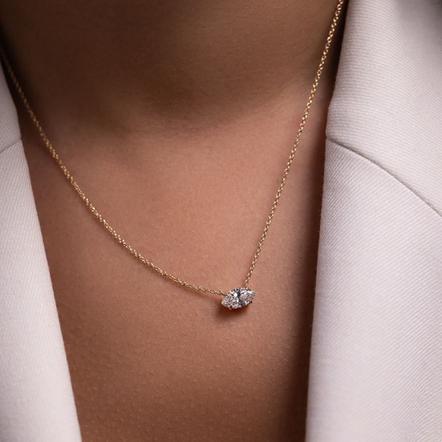 The Iris Necklace - East-West Marquise Pendant