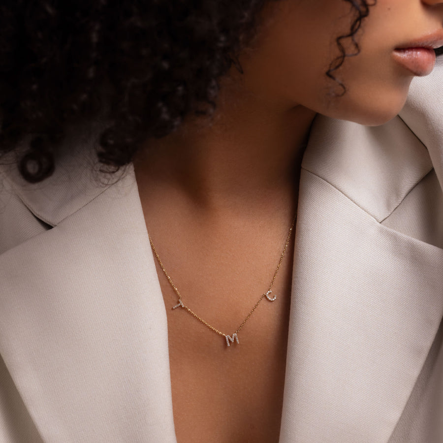 The Léa Necklace - Pavé Letter Pendant
