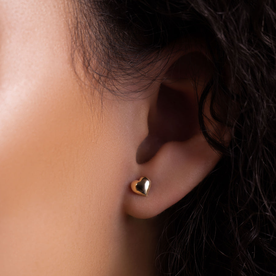 The Romy Earrings - Contour Heart Studs