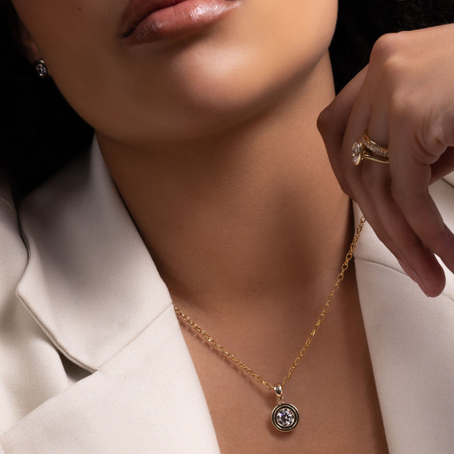 The Adira Round Double Bezel Pendant