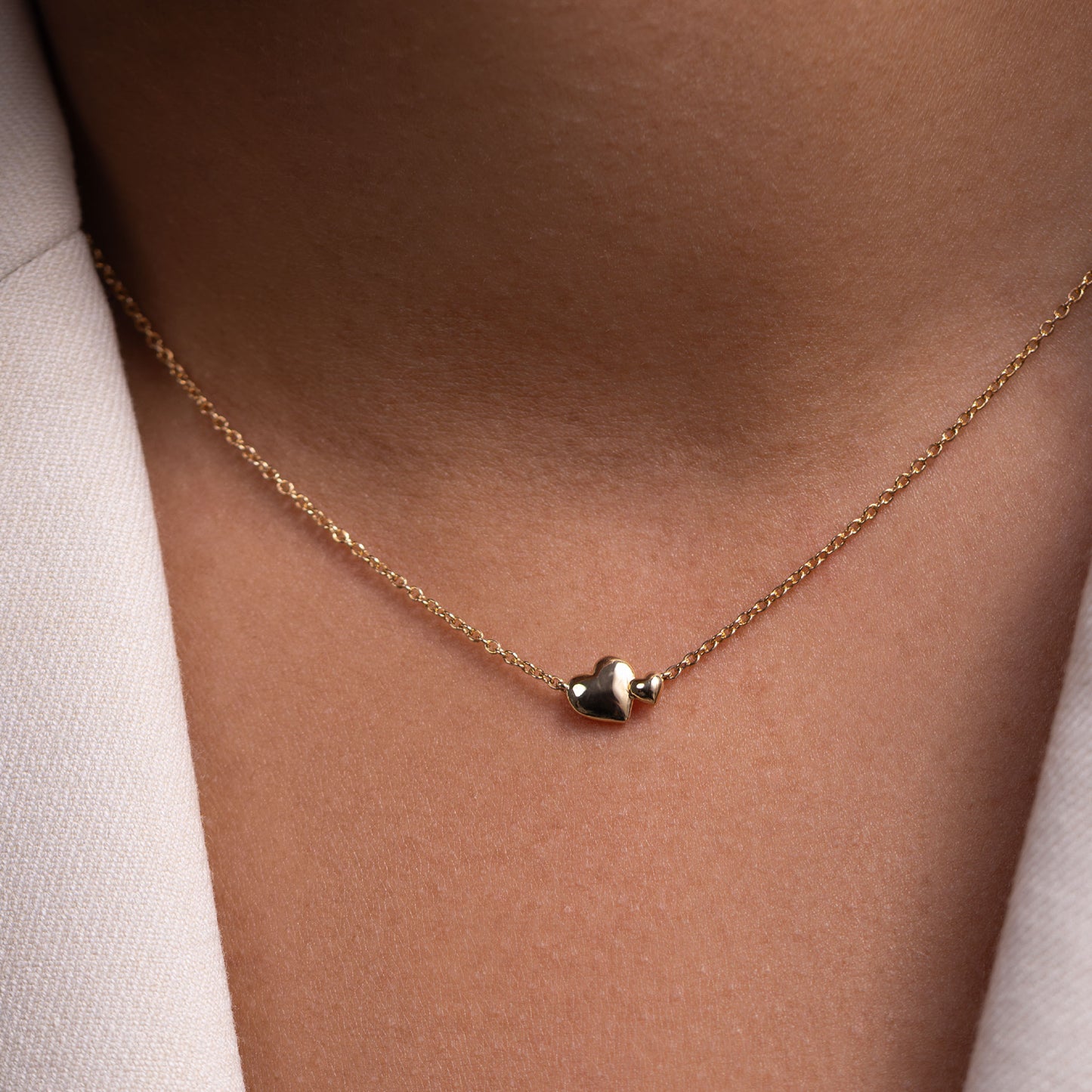 The Arabella Toi et Moi Plain Heart Necklace