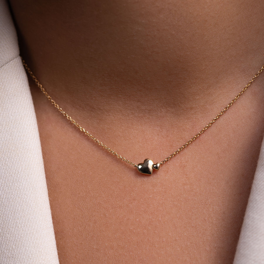 The Arabella Toi et Moi Plain Heart Necklace