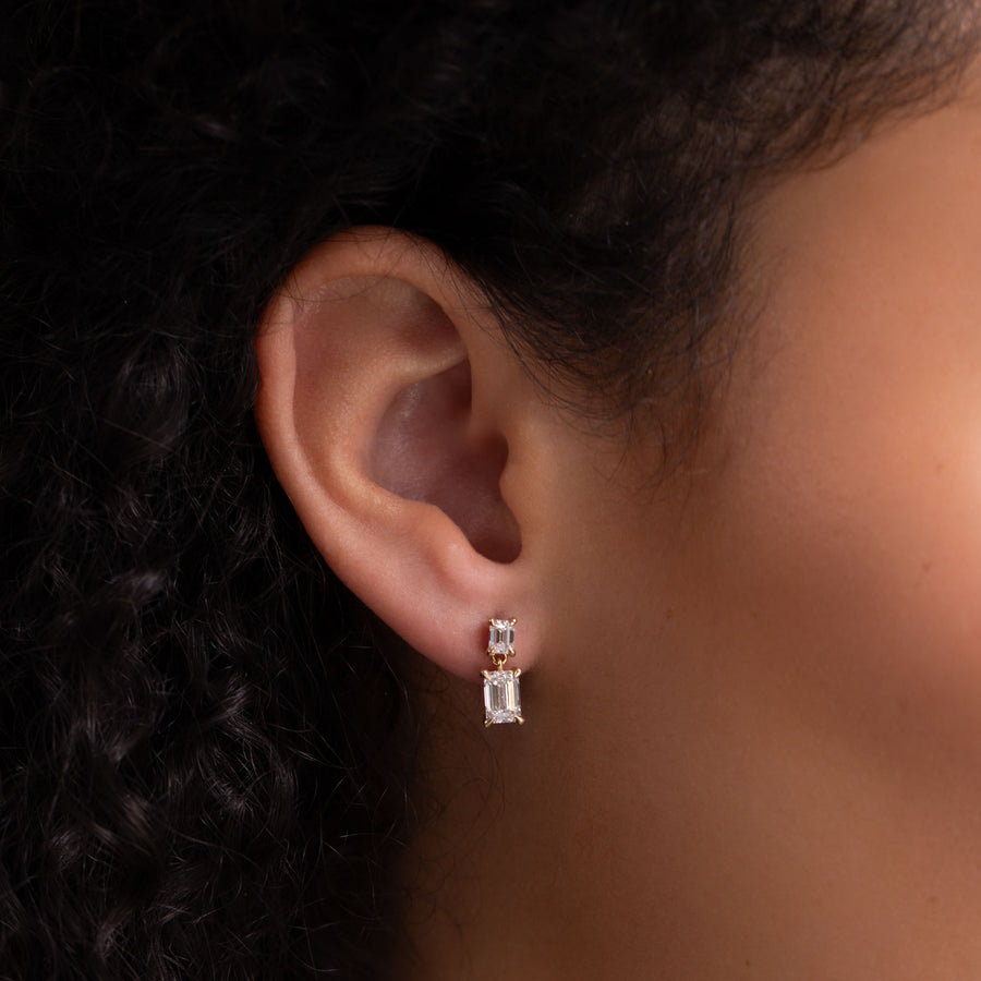 The Arietta Earrings - Emerald Double Drop Earrings