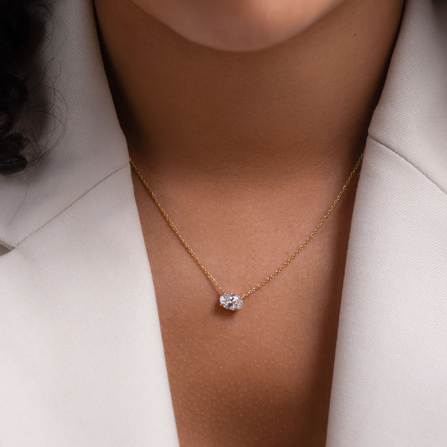 The Iris Necklace - East-West Oval Pendant