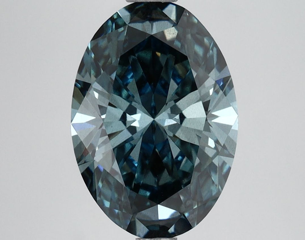 Oval 2.9ct Fancy Vivid Green Blue