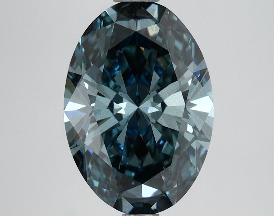 Oval 2.9ct Fancy Vivid Green Blue