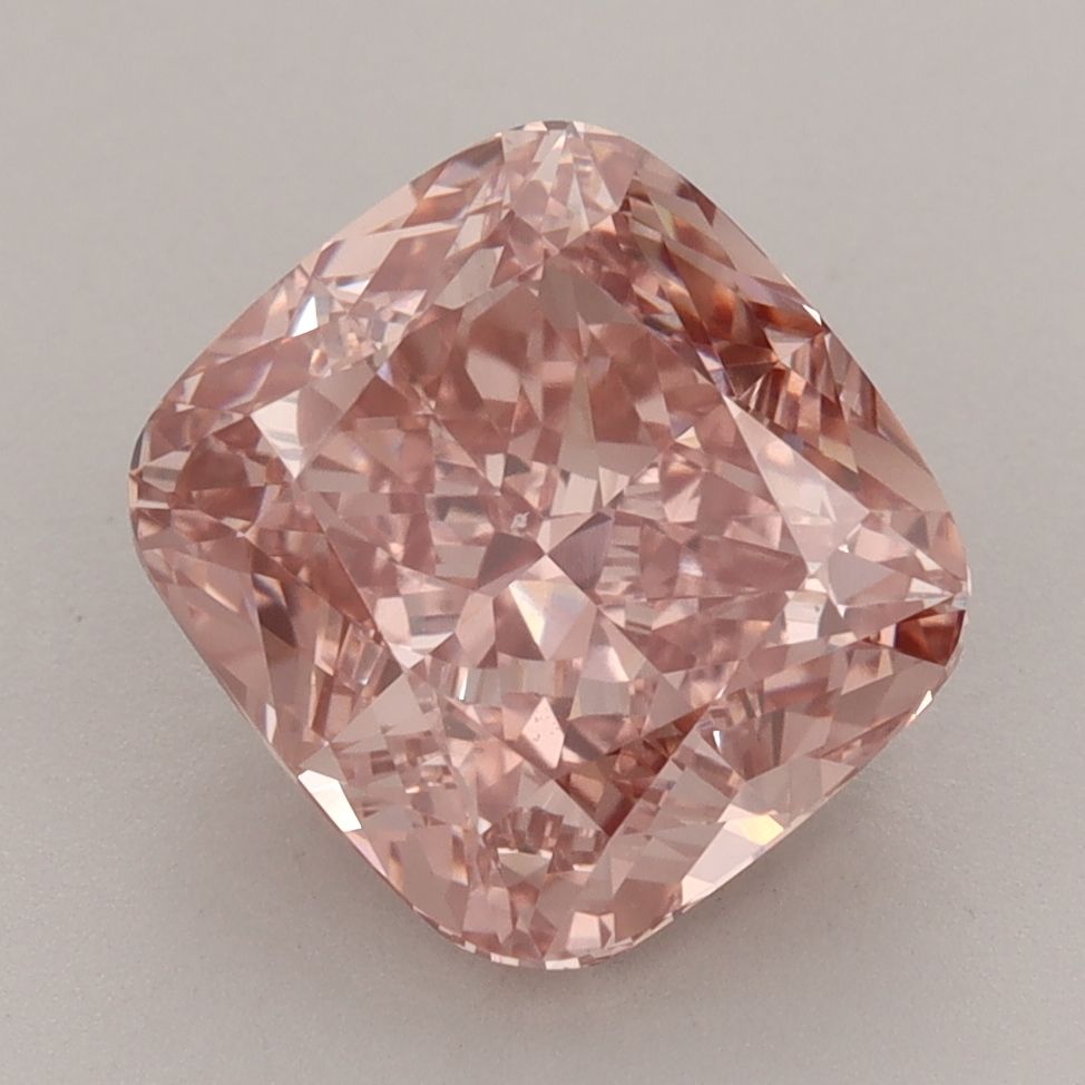 Cushion 4.29ct Fancy Vivid Brownish Pink