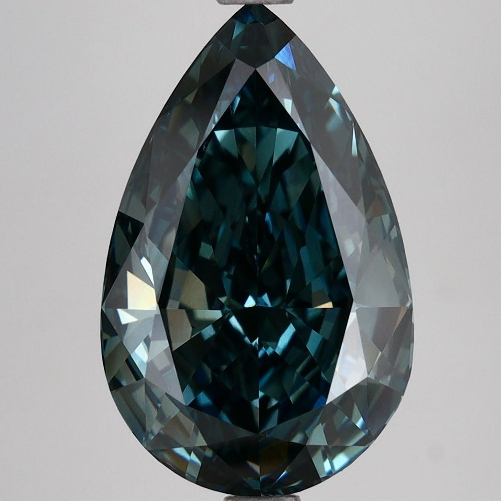 Pear 5.1ct Fancy Deep Green Blue